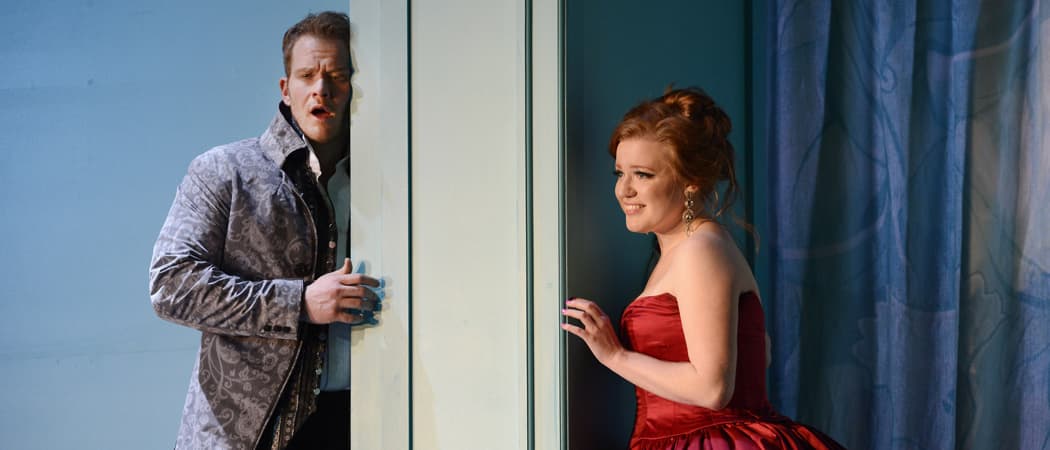Don Giovanni (Duncan Rock) and Donna Elvira (Jennifer Cano) in the Boston Lyric Opera's latest production. (Eric Antoniou/Courtesy Boston Lyric Opera)