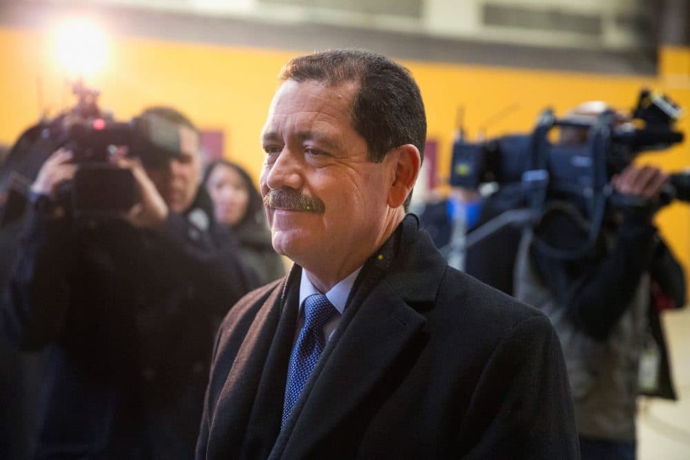 Chicago mayoral candidate Jesus "Chuy" Garcia arrives at his polling place to vote on election day February 24, 2015 in Chicago, Illinois. (Scott Olson/Getty Images)