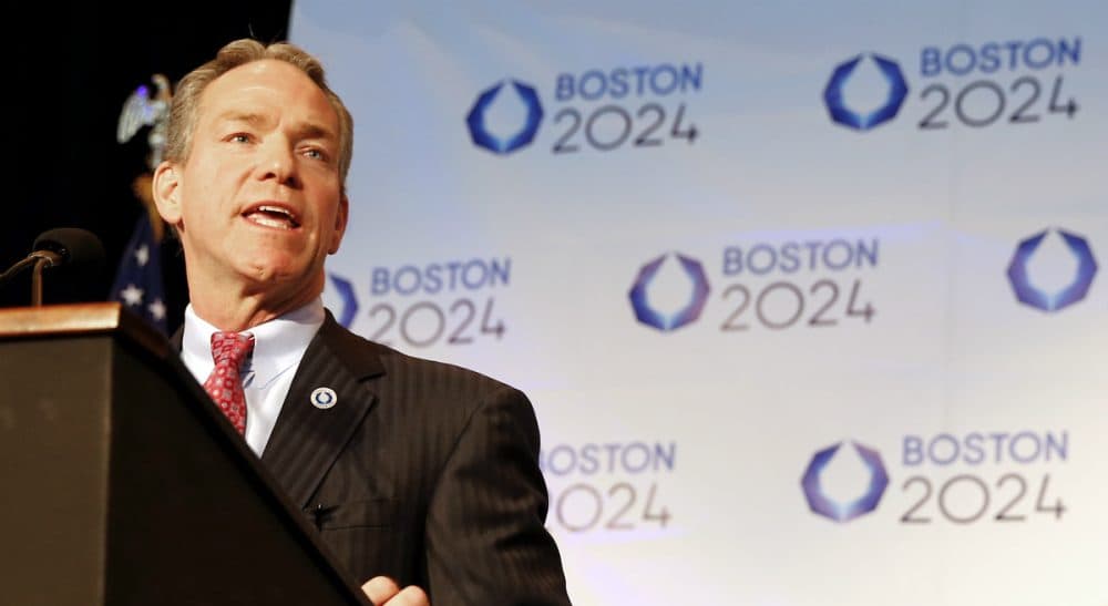 Janna Malamud Smith: "Bostonians are continuing in this city’s centuries-old practice of demonstrating their patriotism by thinking for themselves and resisting improper uses of power." Pictured: John Fish, Boston's bid chairman and now the head of Boston 2024, speaks during a news conference in Boston Friday, Jan. 9, 2015 after Boston was picked by the USOC as its bid city for the 2024 Olympic Summer Games. (Winslow Townson/AP)