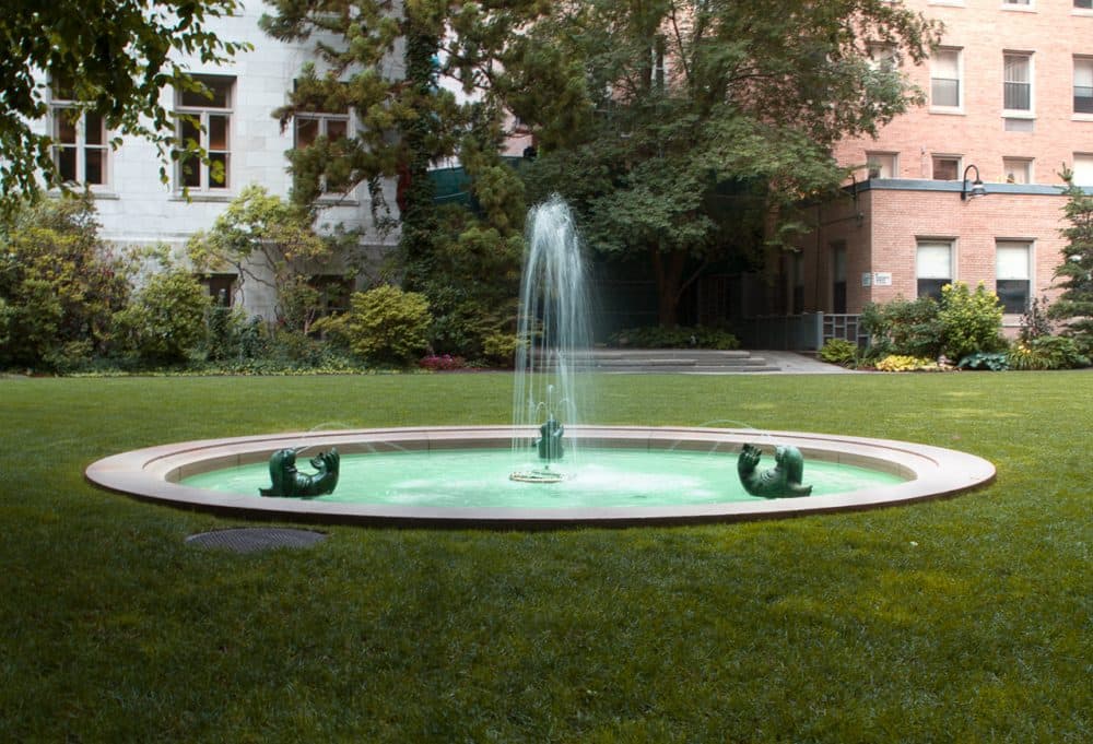 The fountain in Prouty Garden at Boston Children’s Hospital (Jesse Costa/WBUR)