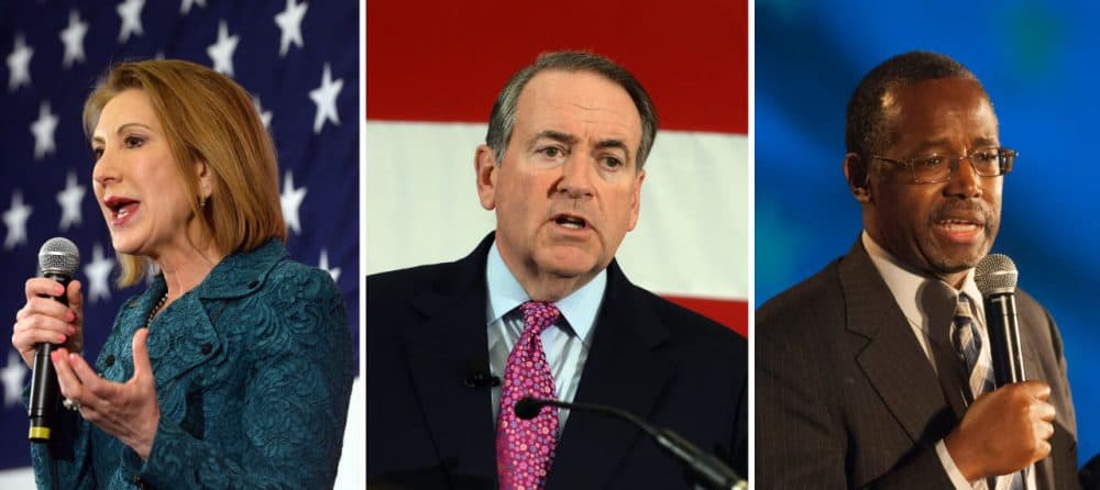 Three more Republicans have jumped into the race for 2016. From left: Carly Fiorina, Mike Huckabee and Dr. Ben Carson. (First two photos by Darren McCollester/Getty Images; third photo by Laura Segall/Getty Images)