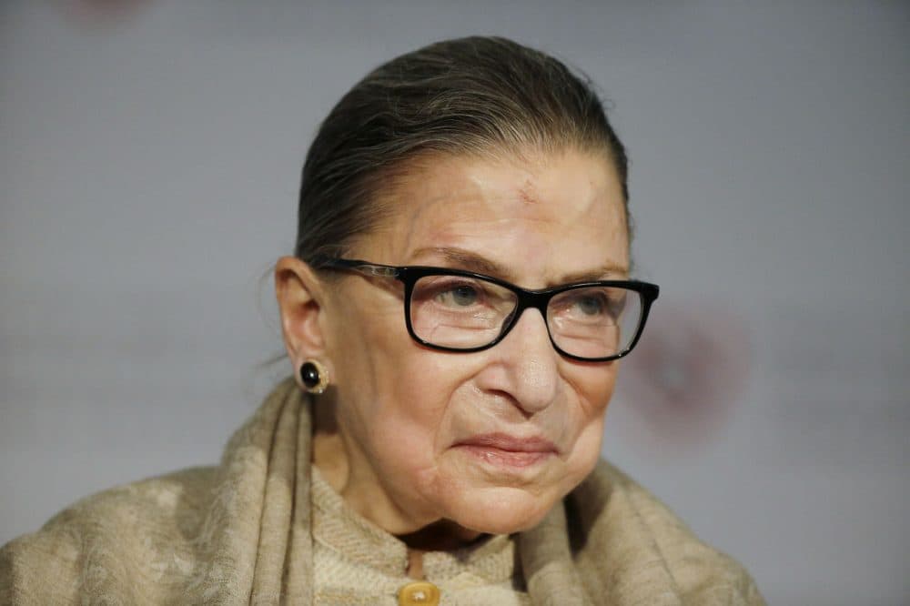 Supreme Court Justice Ruth Bader Ginsburg was in Cambridge Friday to accept a Radcliffe Medal, which Harvard University's Radcliffe Institute awards annually to an individual who has had a "transformative impact" on society. (Stephan Savoia/AP)
