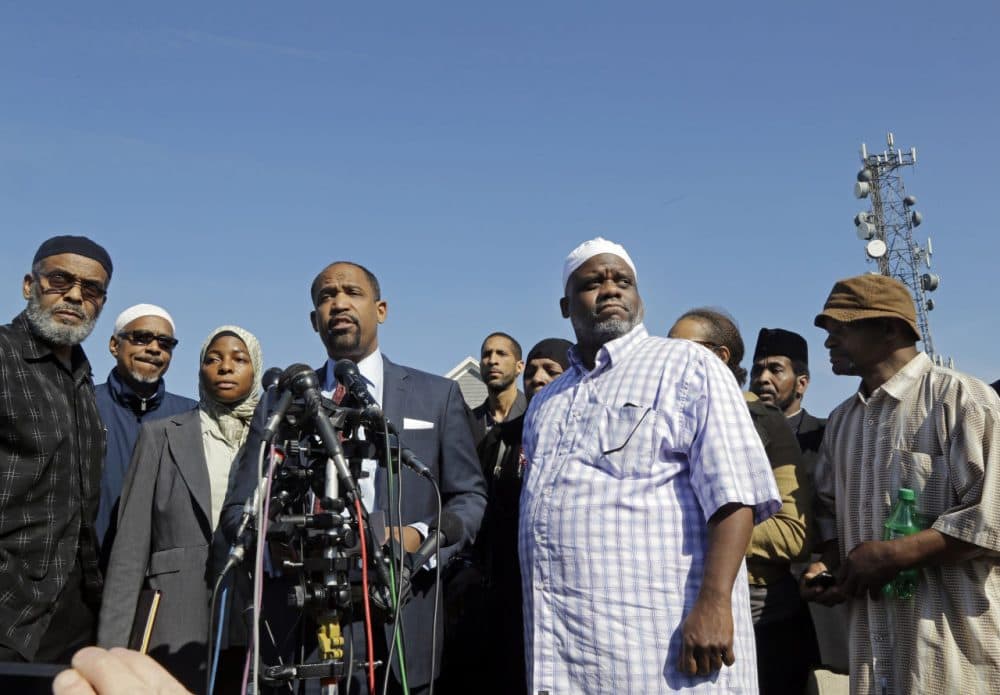 Attorney Ron Sullivan spoke in Roslindale Thursday on behalf of the family of Usaamah Rahim, who was shot and killed by law enforcement officials Tuesday. (Elise Amendola/AP)