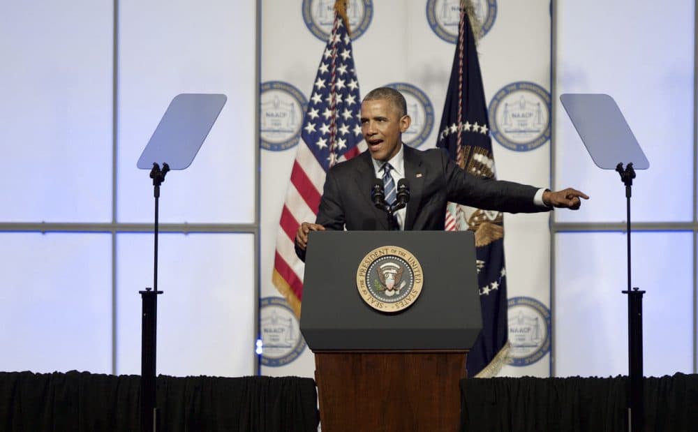 President Obama addresses attendees at the 106th NAACP national convention on July 14, 2015 in Philadelphia. Obama's speech addressed the unfairness in our criminal justice system and offered ideas for reform. (Mark Makela/Getty Images)