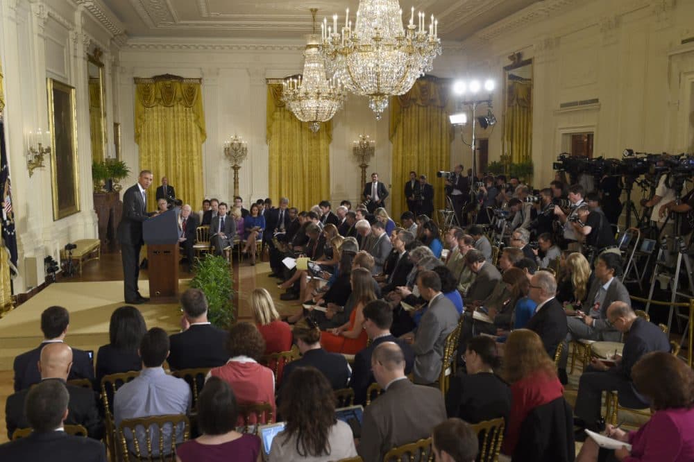 President Obama makes opening remarks during a news conference in the East Room of the White House in Washington on July 15, 2015. (Susan Walsh/AP)