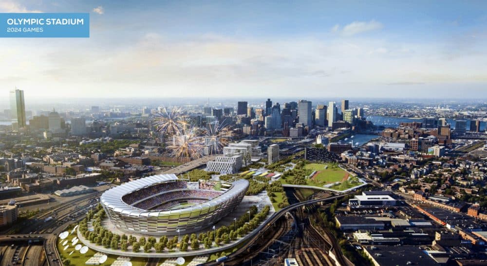 Jean Horstman: "Every aspect of Boston’s Olympic bid should be predicated on the intent to build a city that offers greater opportunity for everyone." Pictured: This architect's rendering released Monday, June 29, 2015, by the Boston 2024 planning committee shows an Olympic stadium that is proposed to be built in Boston if the city is awarded the Games. The Boston group trying to land the Olympics released the most detailed look yet at its bid for the Summer Games, unveiling a $4.6 billion plan it says would create jobs and housing, expand the tax base and leave behind an improved city with a $210 million surplus. (Elkus Manfredi Architects for Boston 2024/AP)