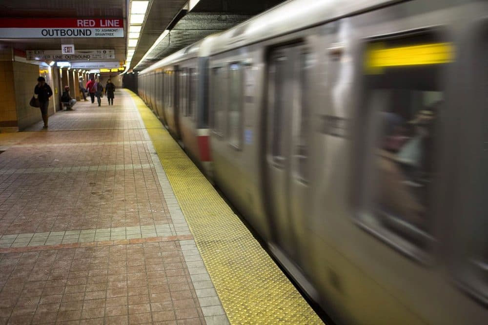 A Red Line train leaves South Station (Jesse Costa/WBUR)