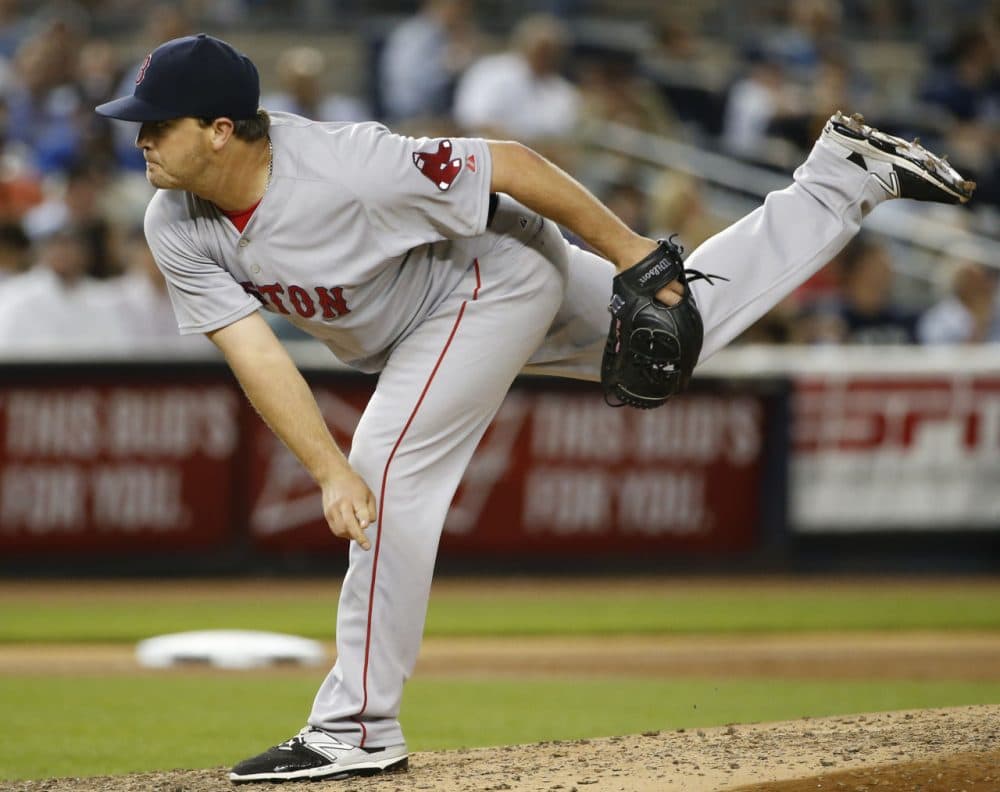 Red Sox relief pitcher Steven Wright delivers in a game against the New York Yankees at Yankee Stadium in New York, Wednesday, Aug. 5, 2015. (Kathy Willens/AP)