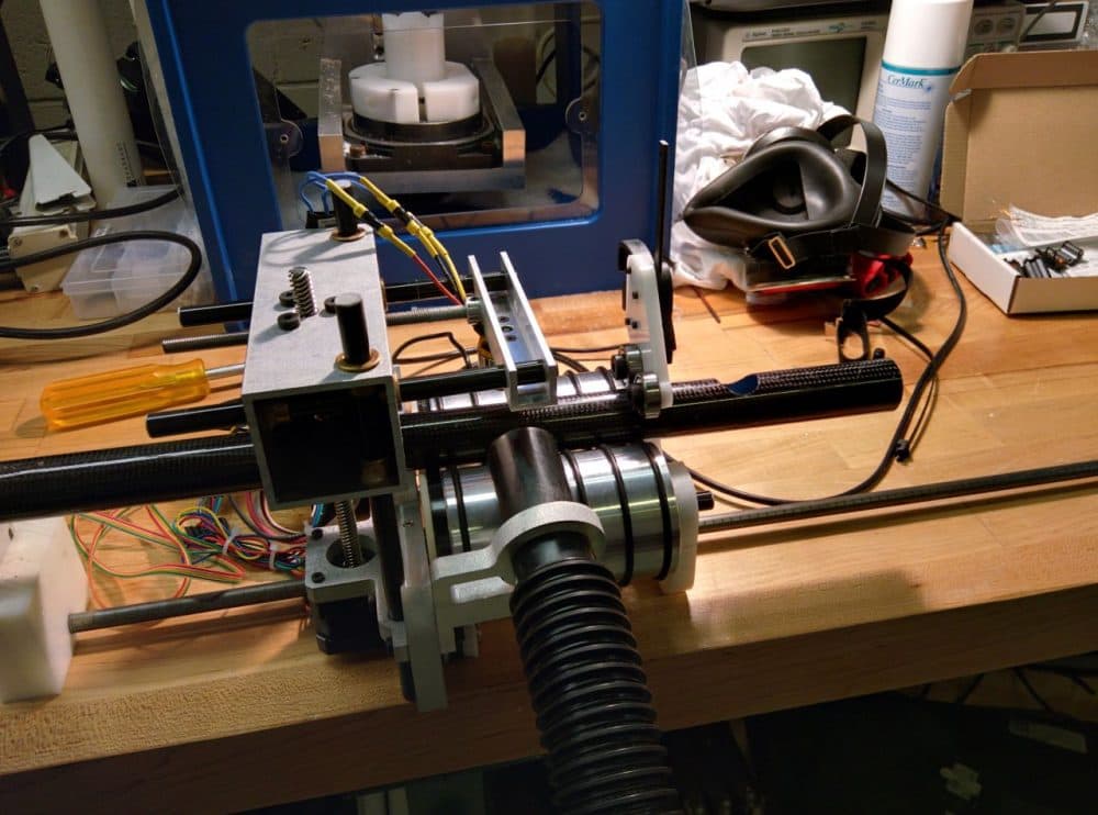 A custom-built milling machine at the Center for Bits and Atoms at MIT. (Jamie Bologna/WBUR)