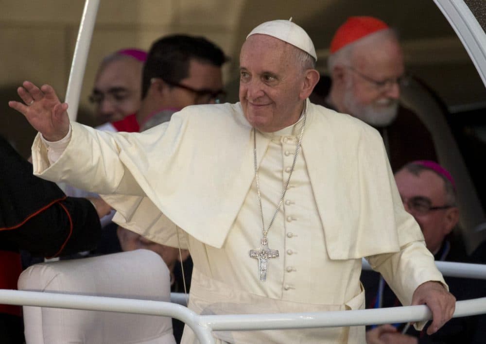 Pope Francis is seen in Havana, Cuba, on Sunday. Francis met with Fidel Castro before finishing the day with a vespers service in Havana's cathedral, and a meeting with youths. In the background at right is Cardinal Sean O'Malley, of Boston. (Ramon Espinosa/AP)