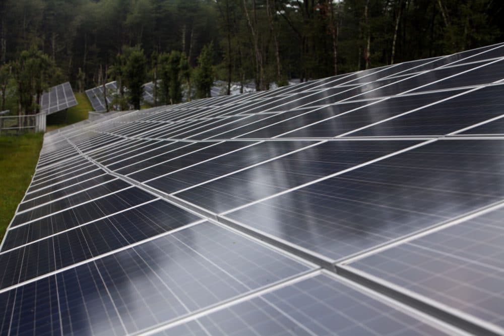 The NRG shared solar project in Freetown, Mass. was the first NRG shared solar, or "community solar," facility in the state. (Aynsley Floyd/AP for NRG)