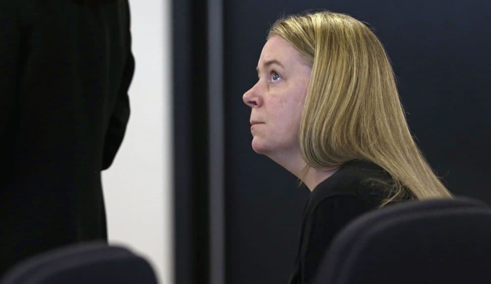 Aisling Brady McCarthy listens during a status hearing at Middlesex Superior Court in Woburn, Mass., Tuesday, May 19, 2015. (Charles Krupa/AP)