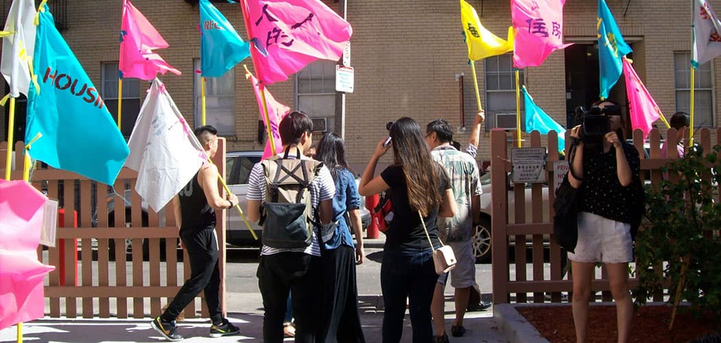 Flags at 67 Oxford Place, Boston. (Courtesy)
