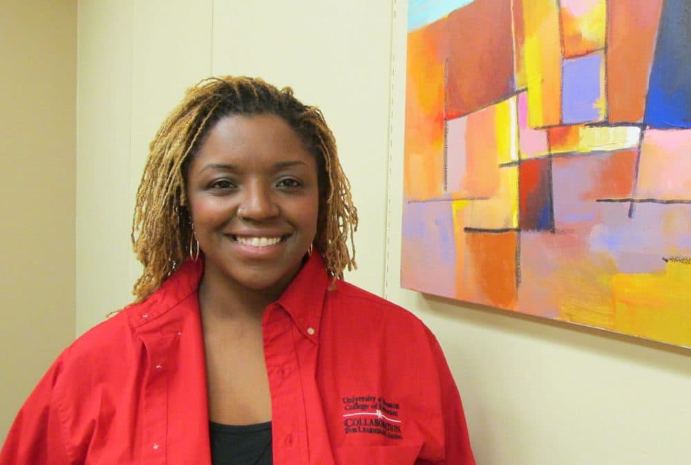 Roni Dean-Burren posted a video on social media that criticized a Texas textbook and quickly went viral. She's a mom and pursuing her doctorate at the University of Houston. (Houston Public Media)