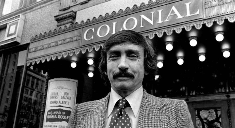 Plans to transform the historic Boston landmark into a part-time cafeteria are meeting sharp criticism. In this photo, "Who's Afraid of Virginia Woolf?" playwright Edward Albee poses in front of the Colonial Theatre on March 9, 1976 . (AP)