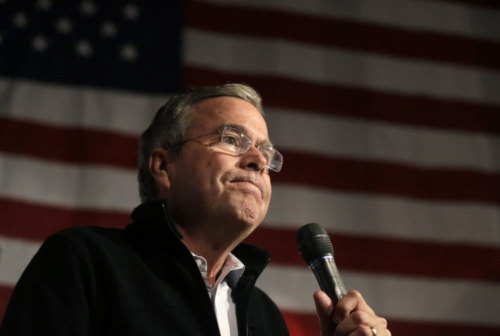 Republican presidential candidate Jeb Bush speaks at a campaign event on Nov. 3 in Scott Brown's barn, in Rye, N.H. (Steven Senne/AP)