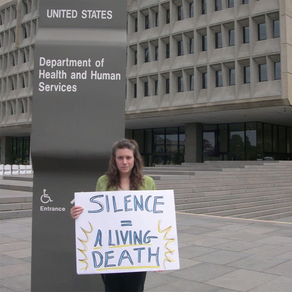 Rivka Solomon, who has Myalgic Encephalitis -- also known as Chronic Fatigue Syndrome -- protests federal inaction in Washington, D.C. (Courtesy of the author)