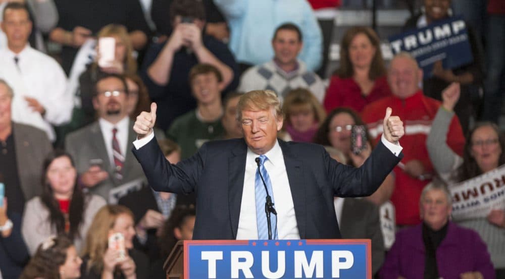 Republican presidential candidate Donald Trump addresses supporters during a campaign rally at the Greater Columbus Convention Center on November 23, 2015 in Columbus, Ohio. Trump spoke about immigration and Obamacare, among other topics, to around 14,000 supporters at the event. (Ty Wright/Getty Images)