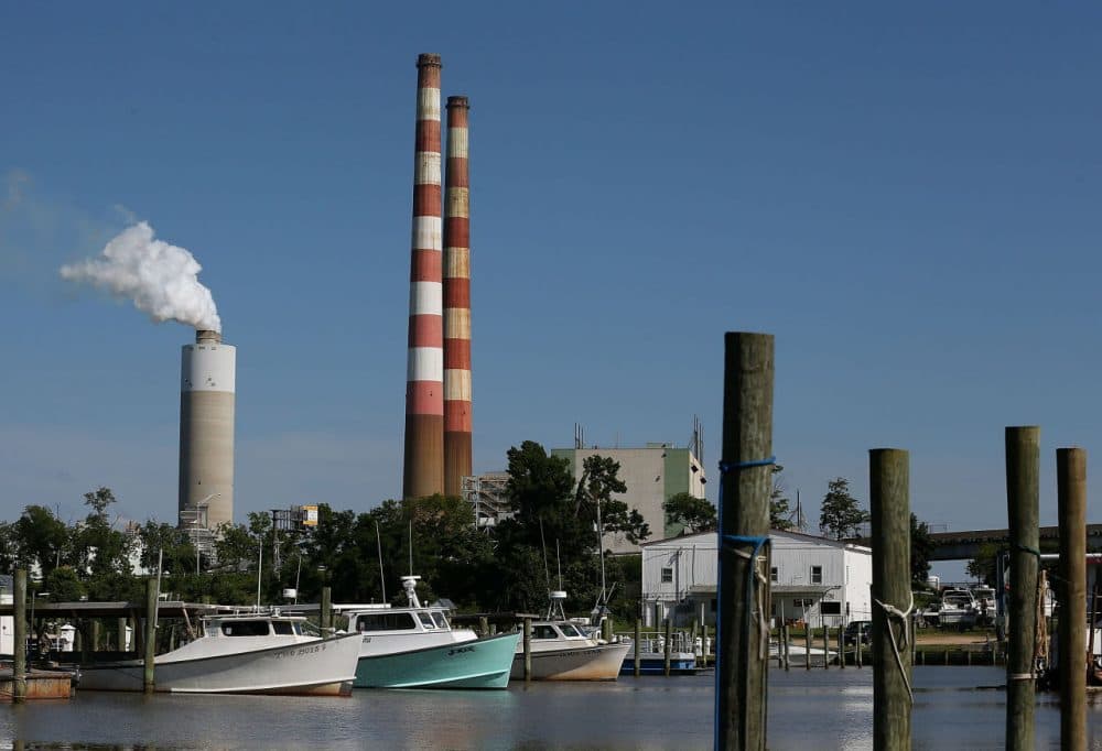 Boats are docked at the Aqualand Marina as emissions spew out of a large stack nearby at the coal-fired Morgantown Generating Station June 29, 2015 in Newburg, Maryland. (Mark Wilson/Getty Images)