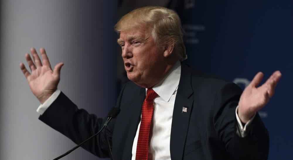 In this Dec. 3, 2015, photo, Republican presidential candidate Donald Trump speaks at the Republican Jewish Coalition Presidential Forum in Washington. Trump says he is calling for a "complete and total shutdown" on Muslims entering the United States. Trump says in a statement released by his campaign Dec. 7 that his proposal comes in response to the level of hatred among "large segments of the Muslim population" toward Americans. (Susan Walsh/ AP)