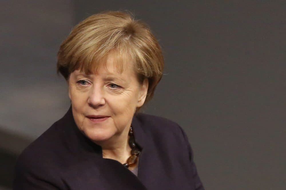 German Chancellor Angela Merkel arrives for a meeting of the Bundestag, the German federal parliament, as its members discuss the country's 2016 budget on November 25, 2015, in Berlin, Germany. (Adam Berry/Getty Images)