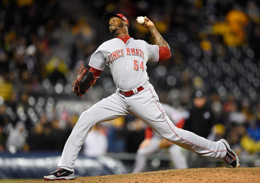 PITTSBURGH, PA - OCTOBER 2: Aroldis Chapman #54 of the Cincinnati Reds pitches during the ninth inning against the Pittsburgh Pirates on October 2, 2015 at PNC Park in Pittsburgh, Pennsylvania. (Photo by Joe Sargent/Getty Images)