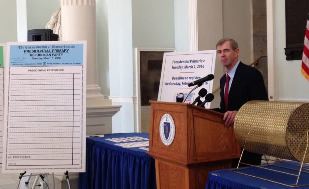 Secretary of State William Galvin picks the ballot order. (Courtesy of Galvin's office)