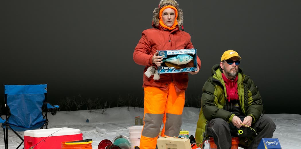 Mark Rylance and Jim Lichtscheidl in A.R.T.'s "Nice Fish." (Courtesy Evgenia Eliseeva/American Repertory Theater)