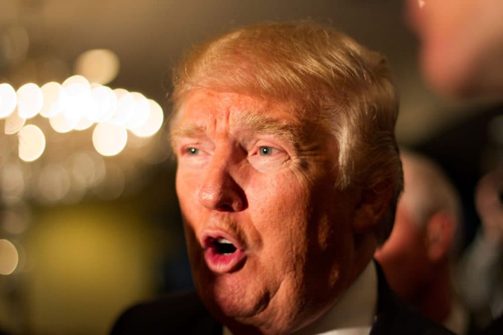 Donald Trump has been way ahead in New Hampshire GOP polling, but the Iowa caucus results cast doubt on Trump supporters’ reliability. Here, Trump is seen at a rally in Nashua, N.H., last week. (Hadley Green for WBUR)