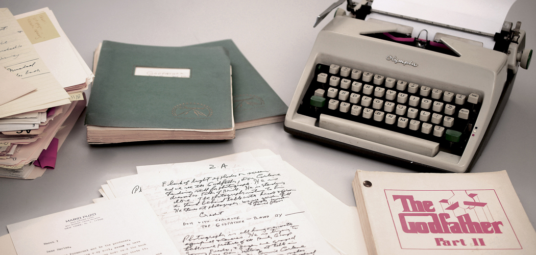 Mario Puzo's 1965 Olympia typewriter with manuscripts and versions of both Godfather I and II screenplays. (RR Auction via AP)