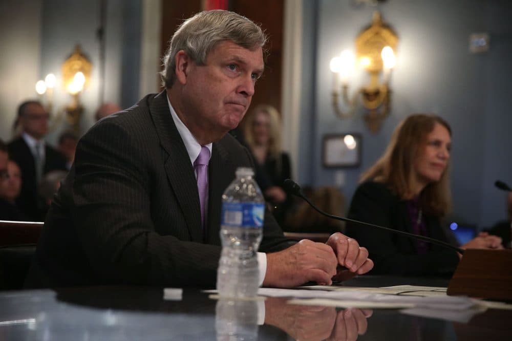 U.S. Secretary of Agriculture Tom Vilsack (Left) and Secretary of Health and Human Services Sylvia Burwell (R) testify during a hearing before the House Agriculture Committee October 7, 2015 on Capitol Hill in Washington, DC. The committee held the hearing to review the development of the 2015 Dietary Guidelines for Americans.  (Alex Wong/Getty Images)