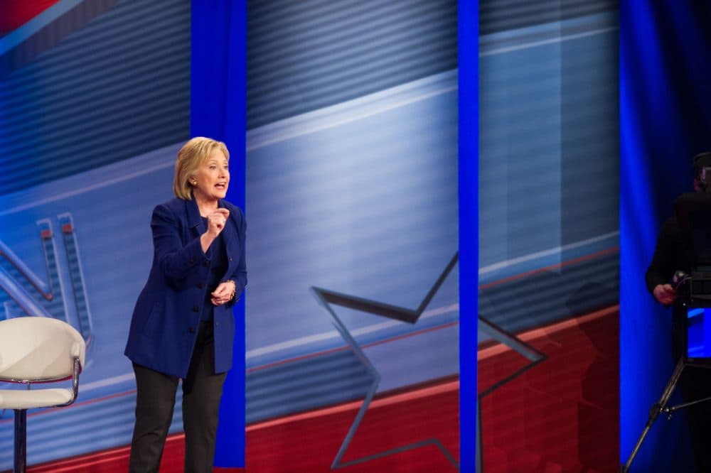 Hillary Clinton at a CNN Democratic Town Hall, on Feb. 3, 2016 in Derry, New Hampshire. (Kate Brindley for NHPR)