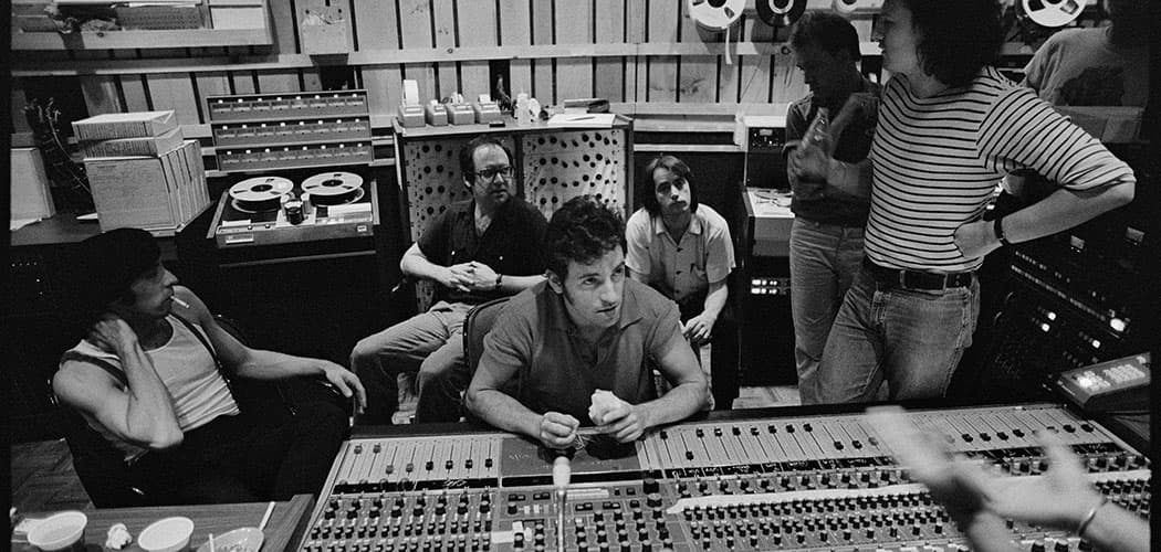 Bruce Springsteen (center) working on recording his 1980 album "The River." (Joel Bernstein)