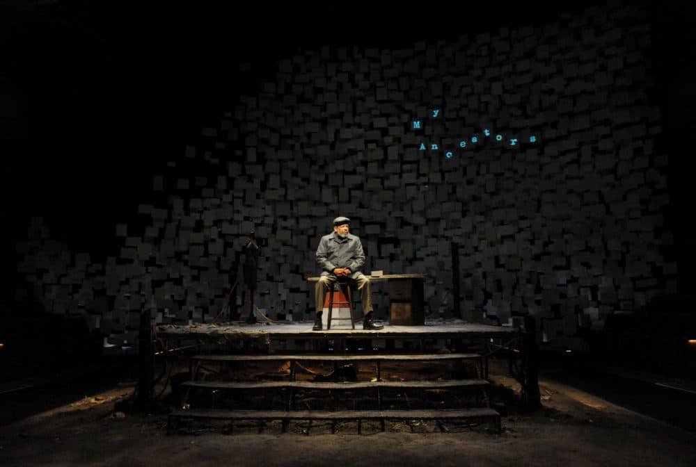 Eugene Lee plays August Wilson in "How I Learned What I Learned." The remains of a boxing ring make up much of the stage design. (Courtesy Huntington Theatre Company)