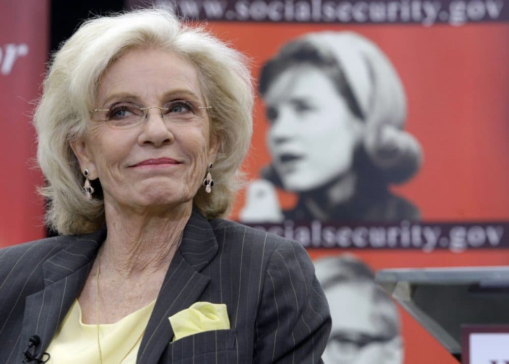 Academy and Emmy award-winning actress Patty Duke is pictured during a news conference in Beverly Hills, Calif., on Tuesday, March 23, 2010, as the cast of the 1960s TV comedy "The Patty Duke Show," promotes the Social Security Administration's service allowing baby boomers to apply online for retirement and Medicare benefits. (Damian Dovarganes/AP)