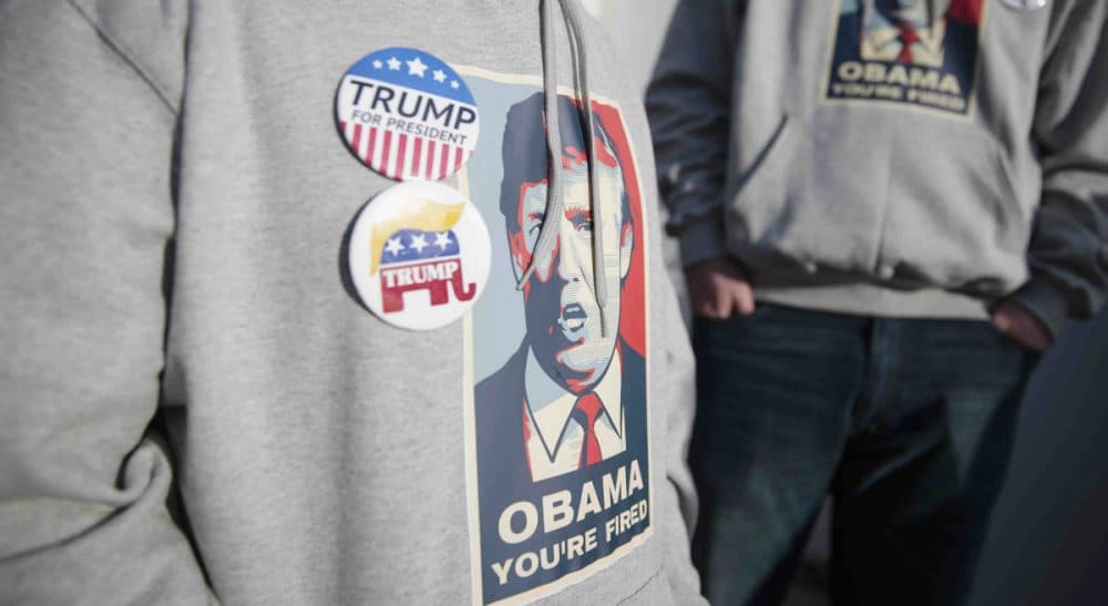 Rich Barlow: "I only worried that new voters might be ill-informed. I never predicted they could be palm-sweaty frightening." Pictured: A Trump supporter awaits his candidate's arrival at the Signature Flight Hangar at Port-Columbus International Airport, Tuesday, March 1, 2016, in Columbus, Ohio. (John Minchillo/AP)