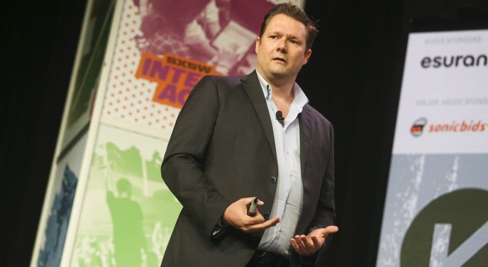 Thomas J. Fitzgerald: "What if you could bypass flying and rail and instead use a ground-based form of transit that’s not only faster and cleaner, but cheaper?" Pictured: Dirk Ahlborn, CEO of Hyperloop Transportations, speaks at the Austin Convention Center during the South by Southwest Interactive Festival on Sunday, March 13, 2016, in Austin, Texas. (Jack Plunkett/AP)