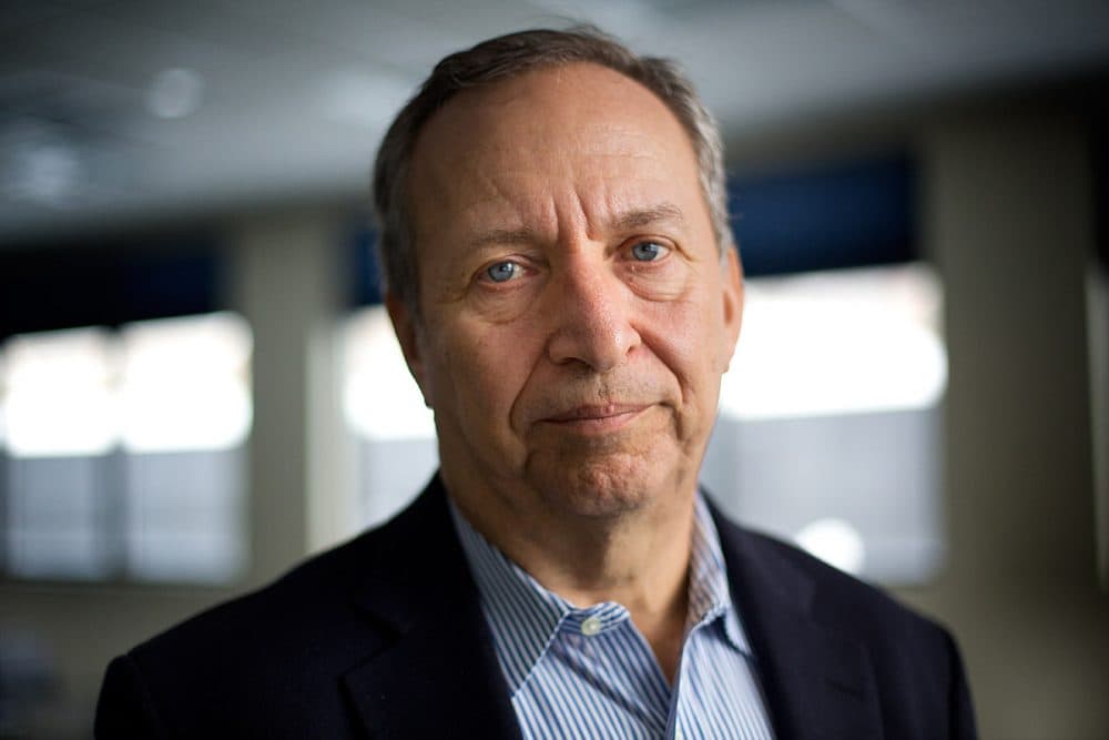 Larry Summers is pictured in the WBUR studios in 2014. (Jesse Costa/WBUR)