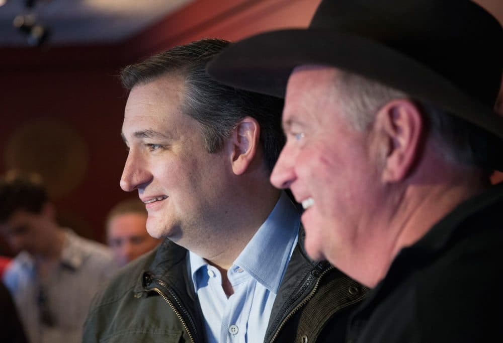 Republican presidential candidate Sen. Ted Cruz (R-TX) pictured campaigning in Wisconsin. His campaign has claimed victory in North Dakota, but the delegate math is more complicated. (Scott Olson/Getty Images)