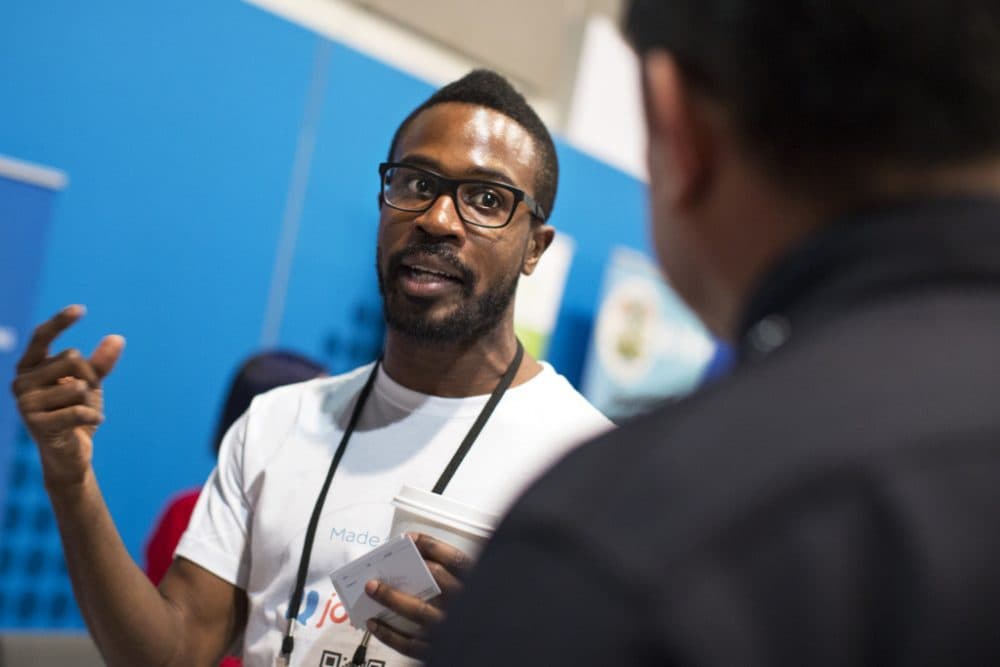 Jeff Boodie is the founder and CEO of JobSnap, an app that's been called the Tinder of jobs. (Maya Sugarman/KPCC)