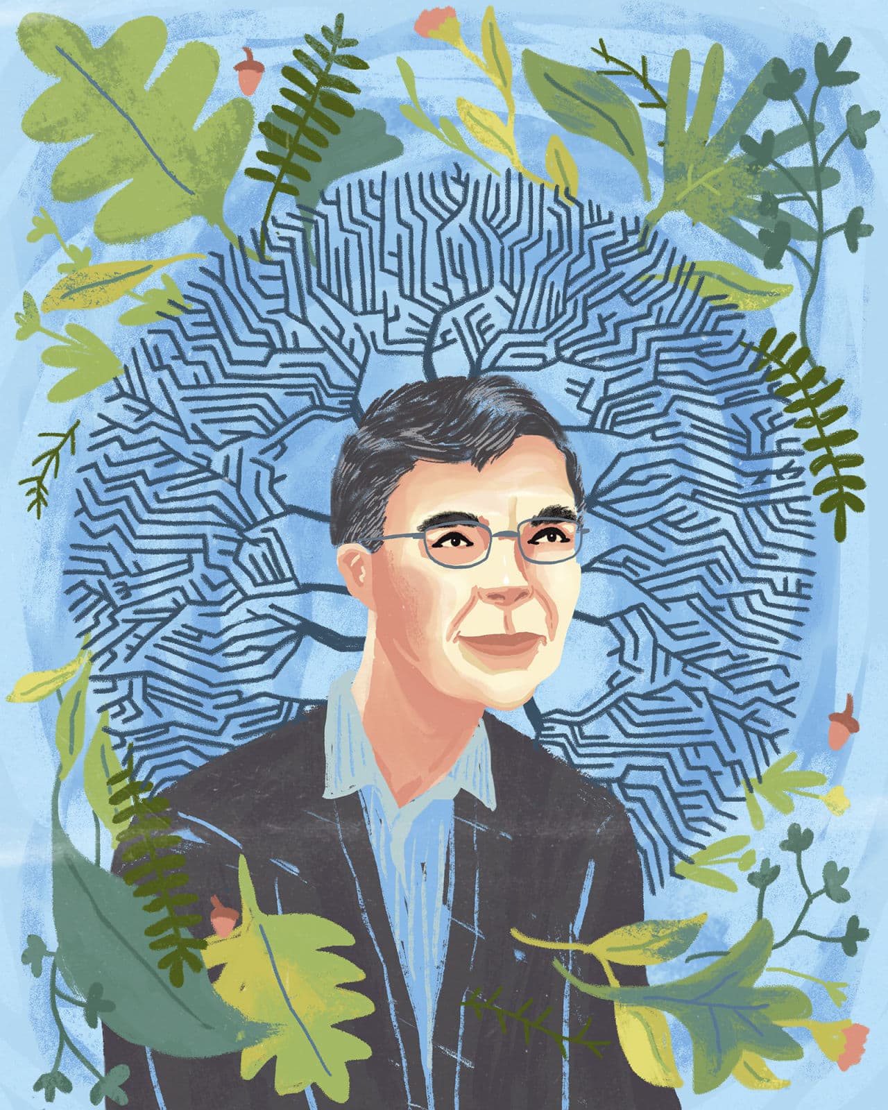 An illustrated portrait of Carl Wieman. (LA Johnson/NPR)