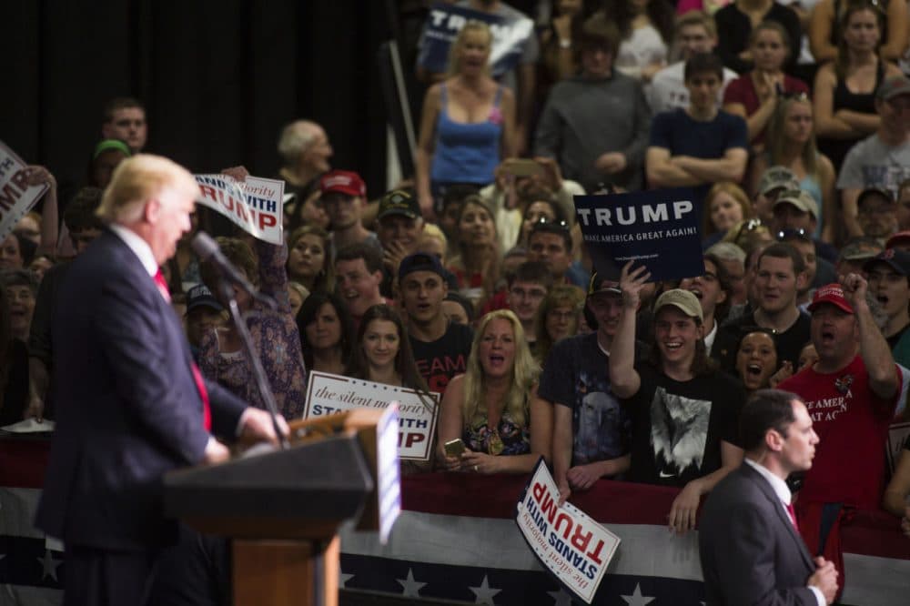 Republican presidential candidate Donald Trump speaks at a campaign rally on April 25, 2016 at West Chester University in West Chester, Pennsylvania. Pennsylvania will vote in the primary election April 26, 2016. (Jessica Kourkounis/Getty Images)