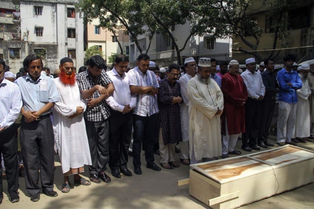 Relatives and friends attend the funeral prayer of Bangladeshi activist Xulhaz Mannan in Dhaka on April 26, 2016.
Two leading gay rights activists were hacked to death on April 25, at an apartment in Bangladesh's capital, police said, the latest deadly attack on minorities in the Muslim-majority nation. (Rehman Asad/AFP/Getty Images)