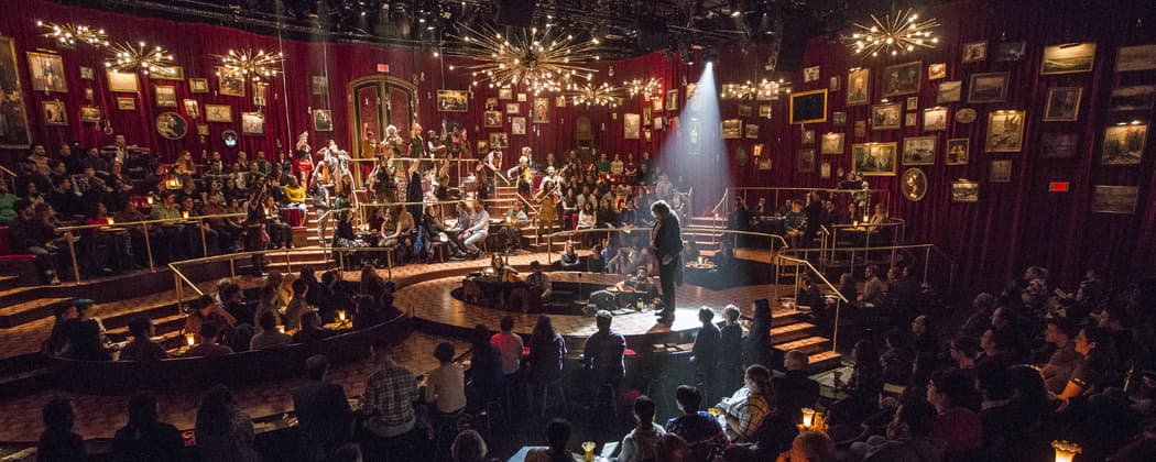 The immersive set of "Natasha, Pierre and The Great Comet of 1812" at the American Repertory Theater. (Courtesy Gretjen Helene/American Repertory Theater)