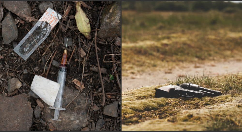 Ben Jackson: "Two epidemics. Thousands of deaths. So why aren't our leaders attacking these crises with equal urgency, funding and legislation?" (Thomas Marthinsen/Flickr, left, and Jens Lelie/Unsplash)