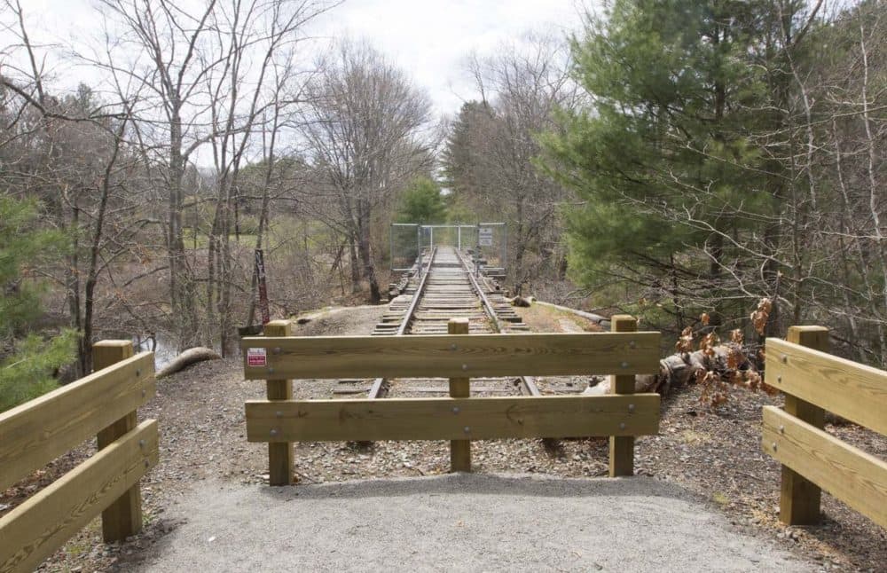 By a vote of 475 to 334, residents at Monday's town meeting approved giving the Board of Selectmen the authority to lease the land from the MBTA for 99 years for a controversial bike trail. (Joe Difazio for WBUR)