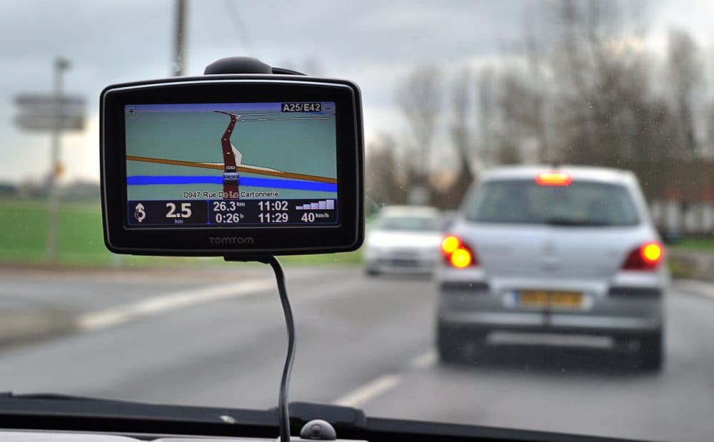 A picture taken on Jan. 8, 2011 in Bailleul, northern France, shows a car using a Global Positioning System on the highway A25.  (Philippe Huguen/AFP/Getty Images)
