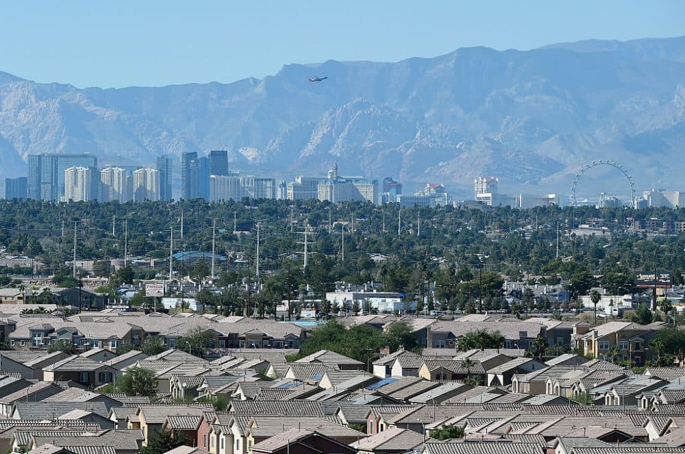 A general view from Sam Boyd Stadium shows the Las Vegas Strip behind homes on October 31, 2015 in Las Vegas, Nevada (Ethan Miller/Getty Images)