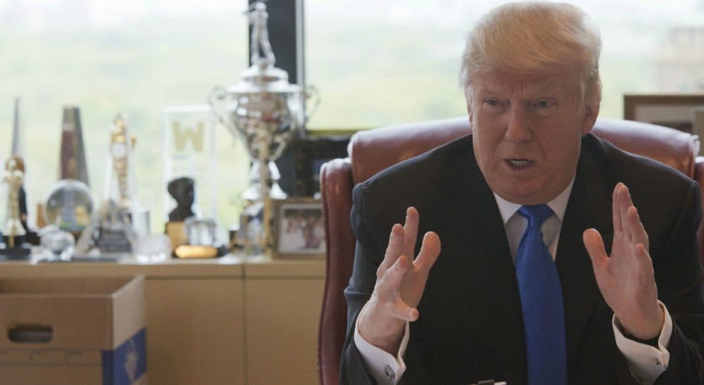 Republican presidential candidate Donald Trump is pictured in his office at Trump Tower, Tuesday, May 10, 2016, in New York. (Mary Altaffer/AP)