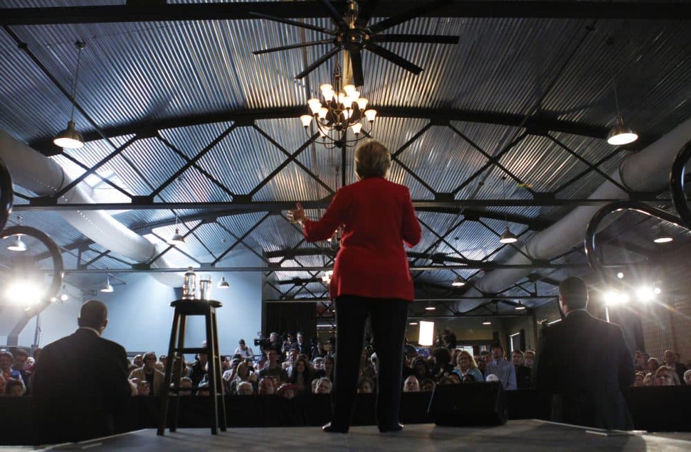 Democratic presidential candidate Hillary Clinton addresses the crowd during a campaign rally at La Gala May 16, 2016, in Bowling Green, Kentucky. Clinton is preparing for Kentucky's May 17th primary. (John Sommers II/Getty Images)